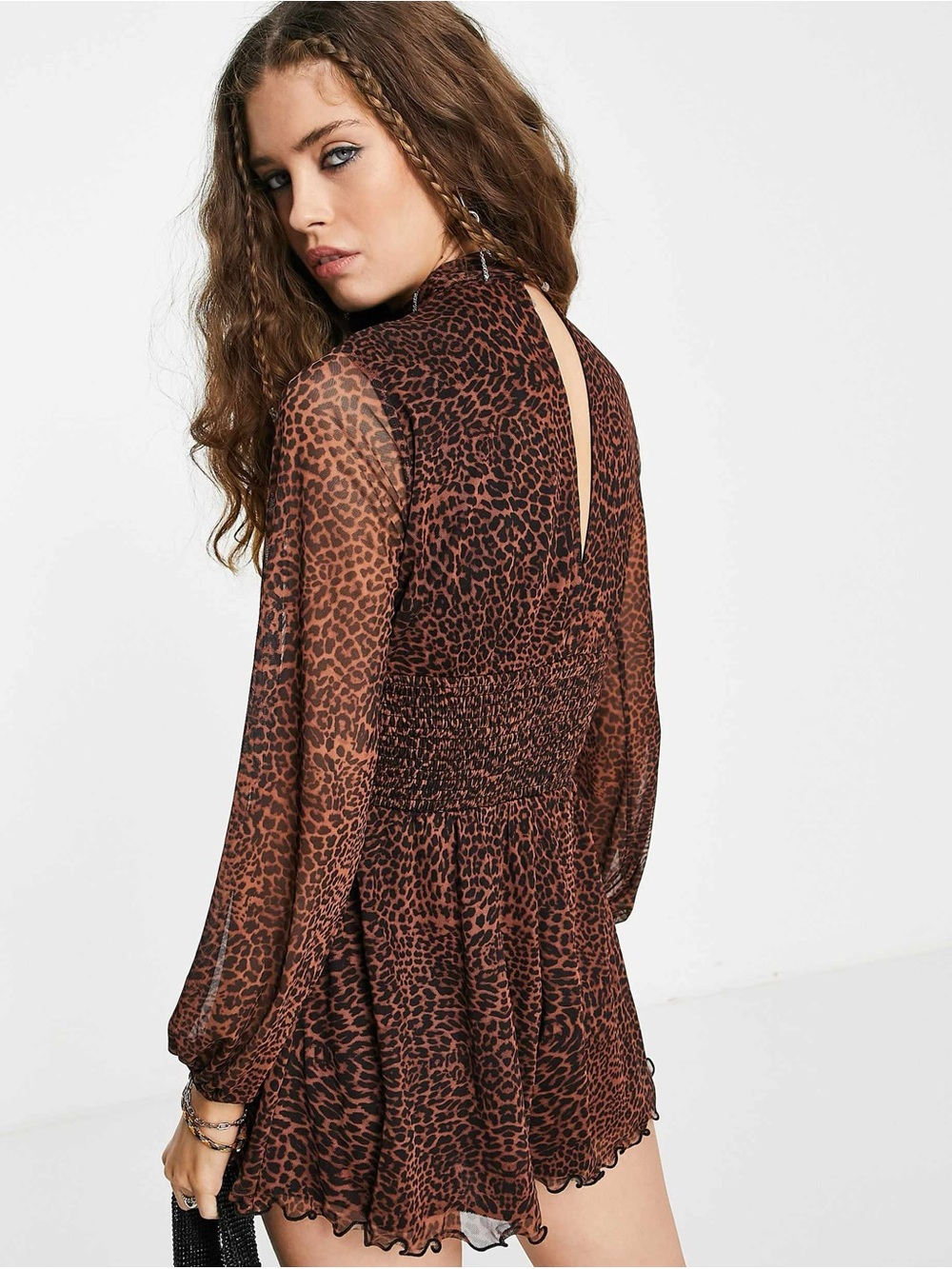 ASOS DESIGN Leopard Long Sleeve Romper